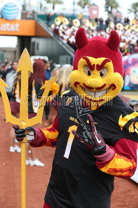 122912 Kraft SA-022.JPG - Dec 29, 2012; San Francisco, CA, USA; Arizona State Sun Devils mascot Sparky during the game against the Navy Midshipmen in the 2012 Kraft Fighting Hunger Bowl at AT&T Park.